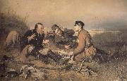 Vasily Perov Hunters at Rest oil painting reproduction